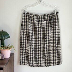 Vintage Dana Buchman plaid houndstooth wool skirt - Size 14